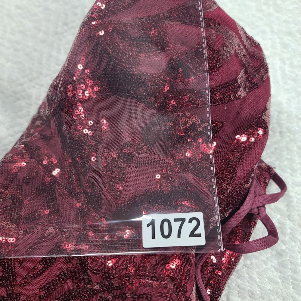 Sparkly Sequin Homecoming mini Dress Wine Cocktail Dress Spaghetti Strap Size 0 - Picture 11 of 11